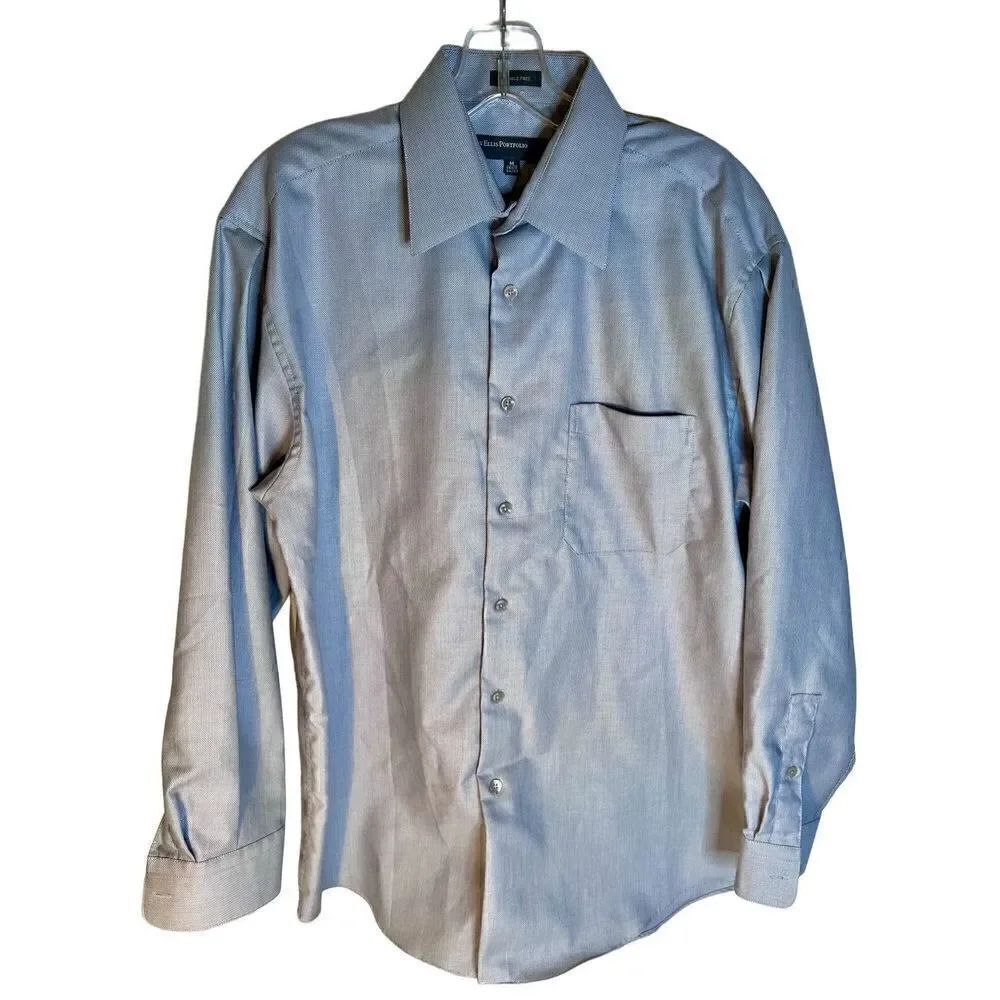 Perry Ellis Portfolio Men's Sz M 15.5 32/33 Gray Long Sleeve Button Down Shirt